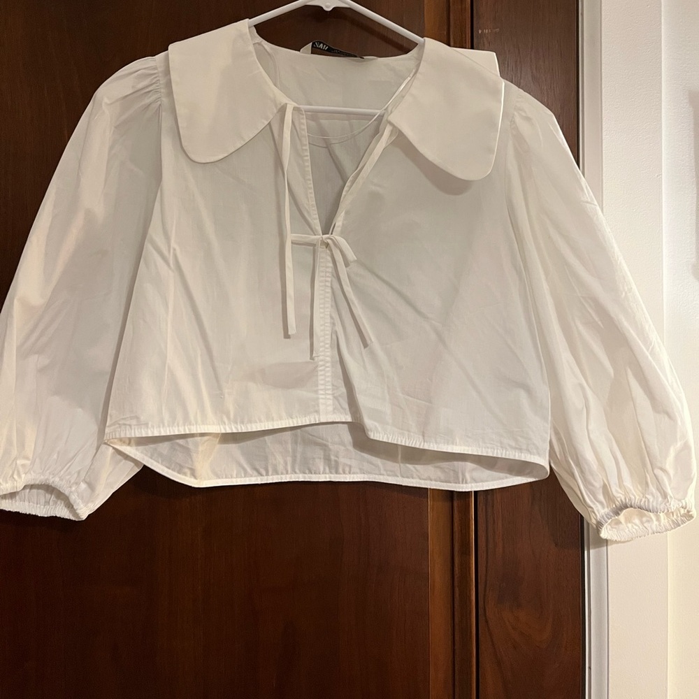 Zara cropped blouse white